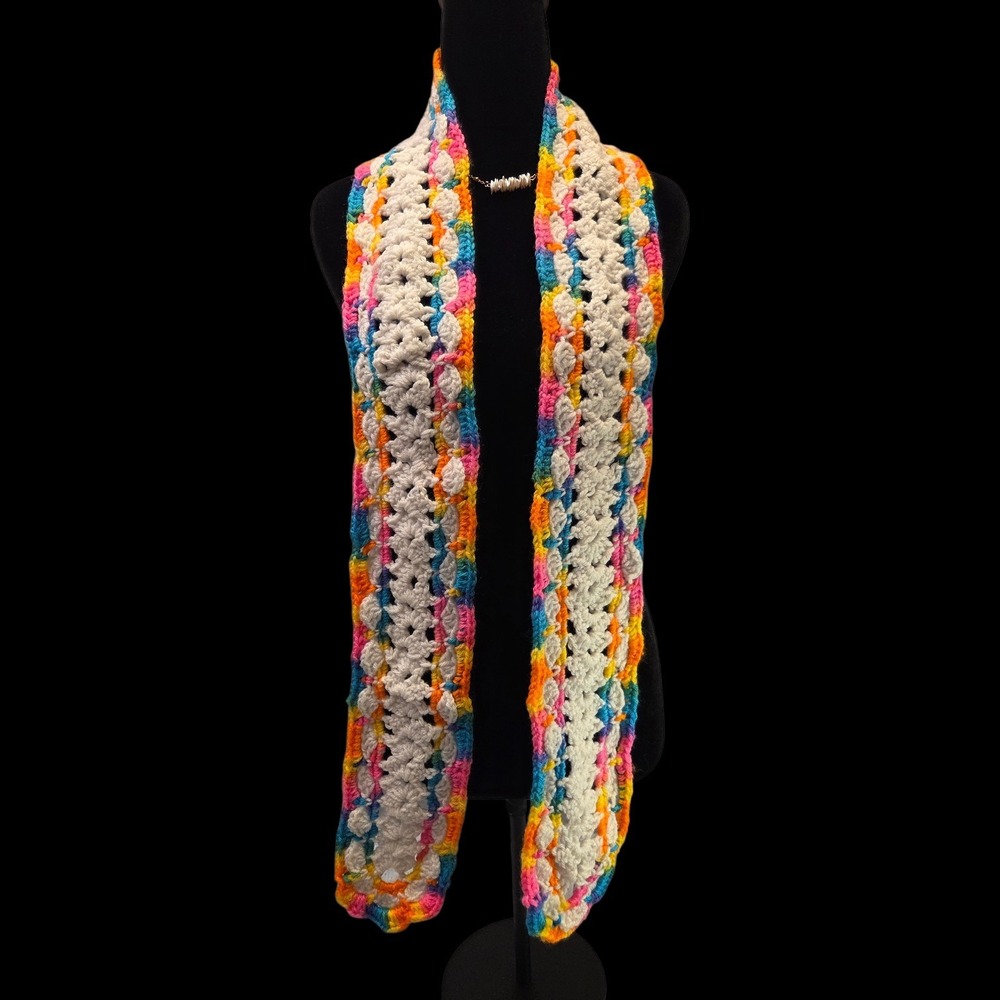 Homemade Crochetedβ Scarf Rainbow 64"